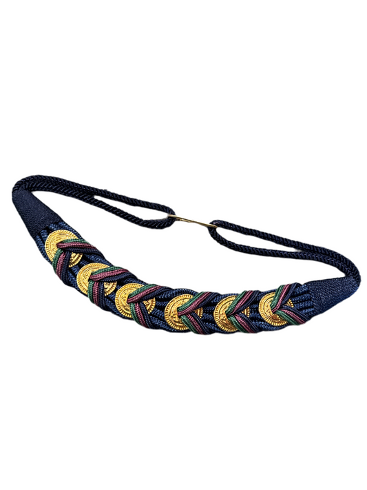 Vintage braided blue & gold belt