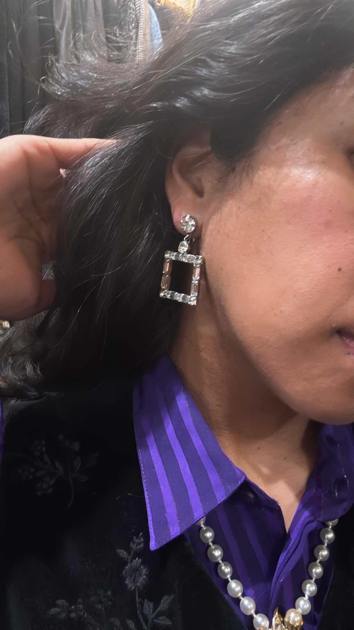 Vintage crystal clip on earrings