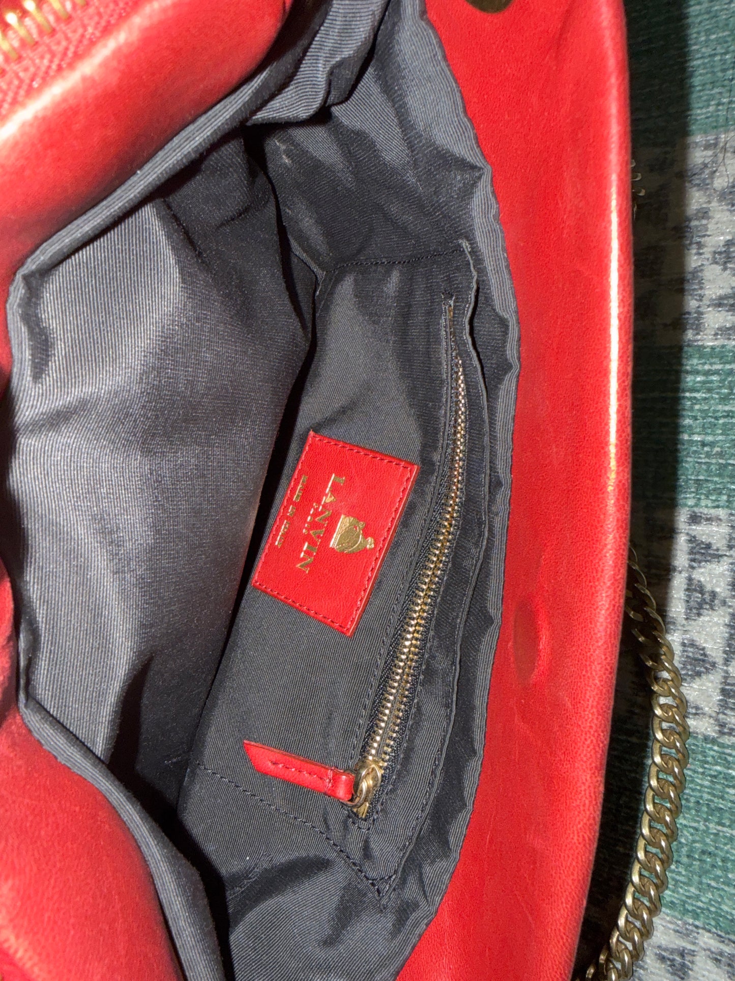 LANVIN red quilted chain bag