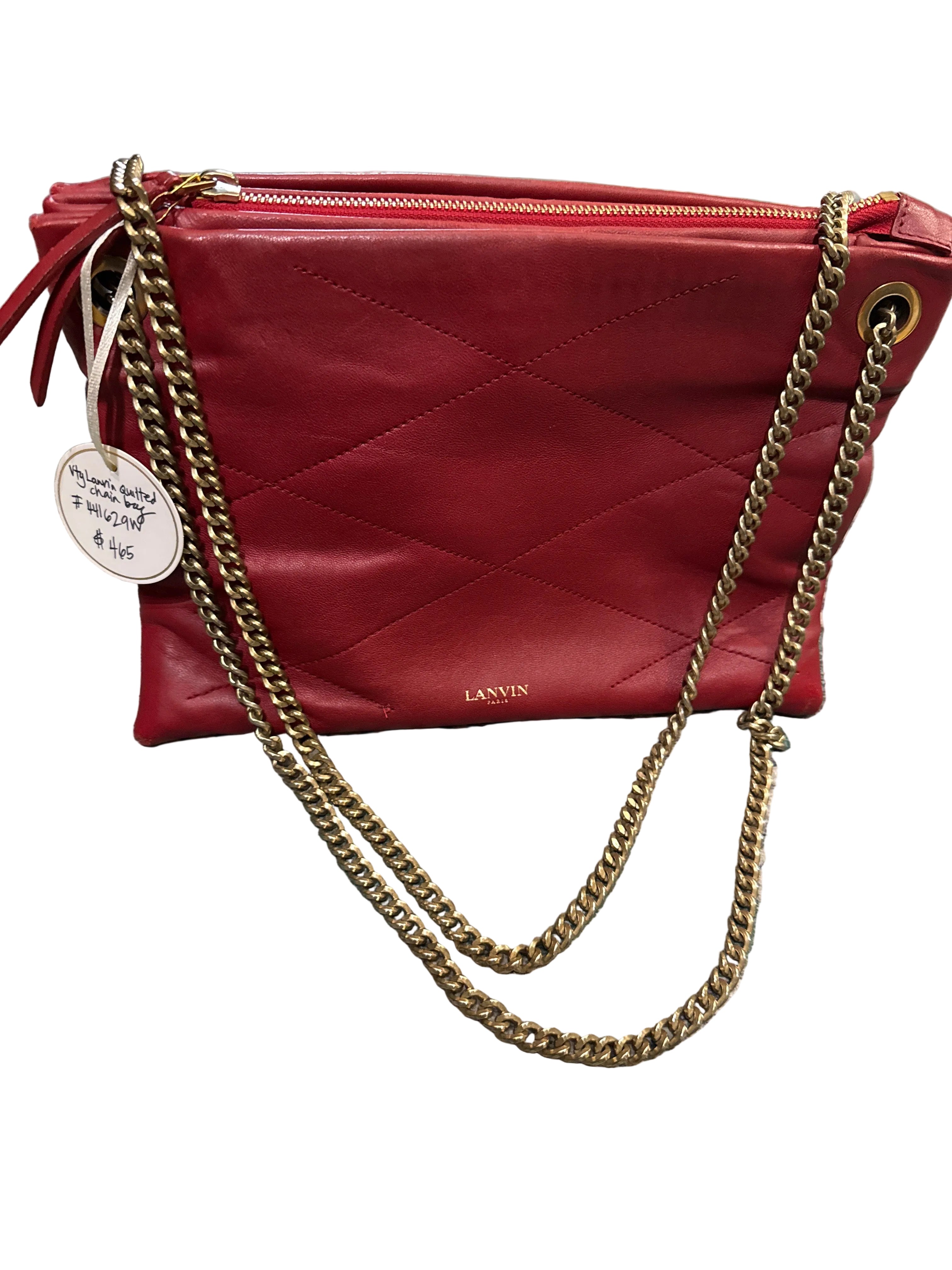 Lanvin Women’s red quilted leather silk bow chained Kelly buckle belt NEW Judith Leiber Bow Chain Belt Champagne main image 4