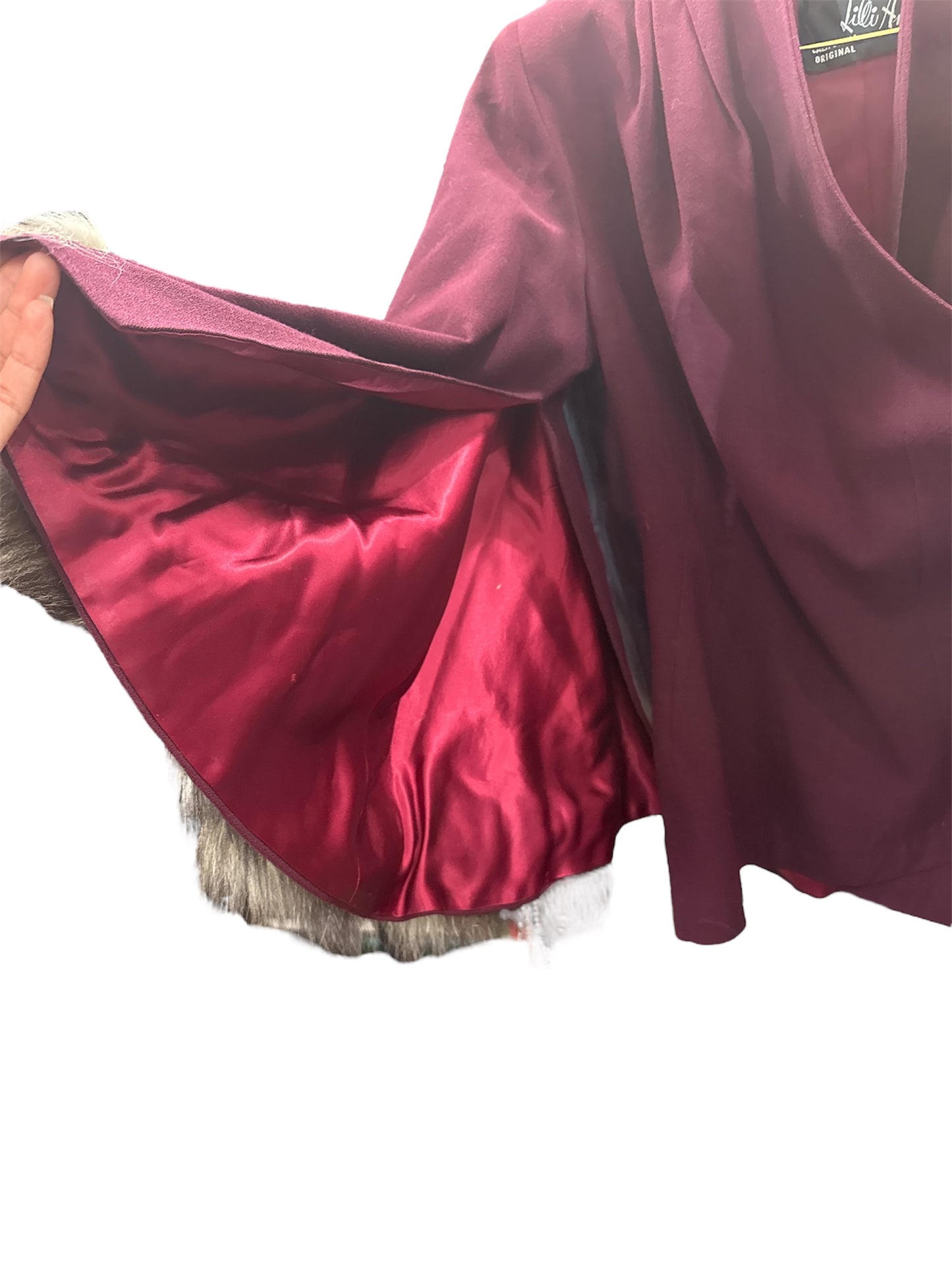 Vintage 1940’s Lilli Ann burgundy fur trim jacket