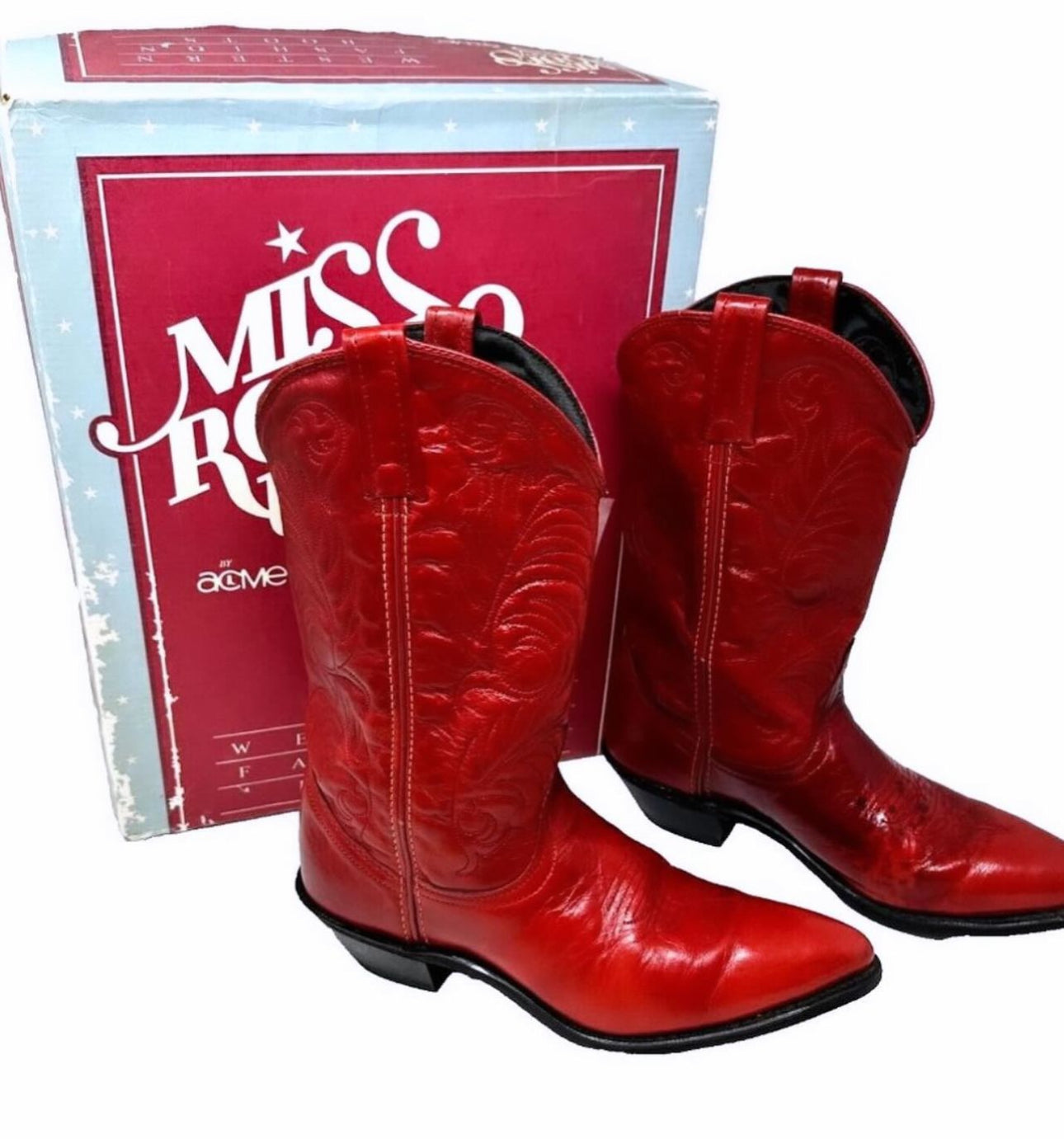 Vintage Miss Rodeo USA acme red cowboy boots