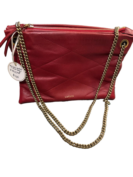 LANVIN red quilted chain bag