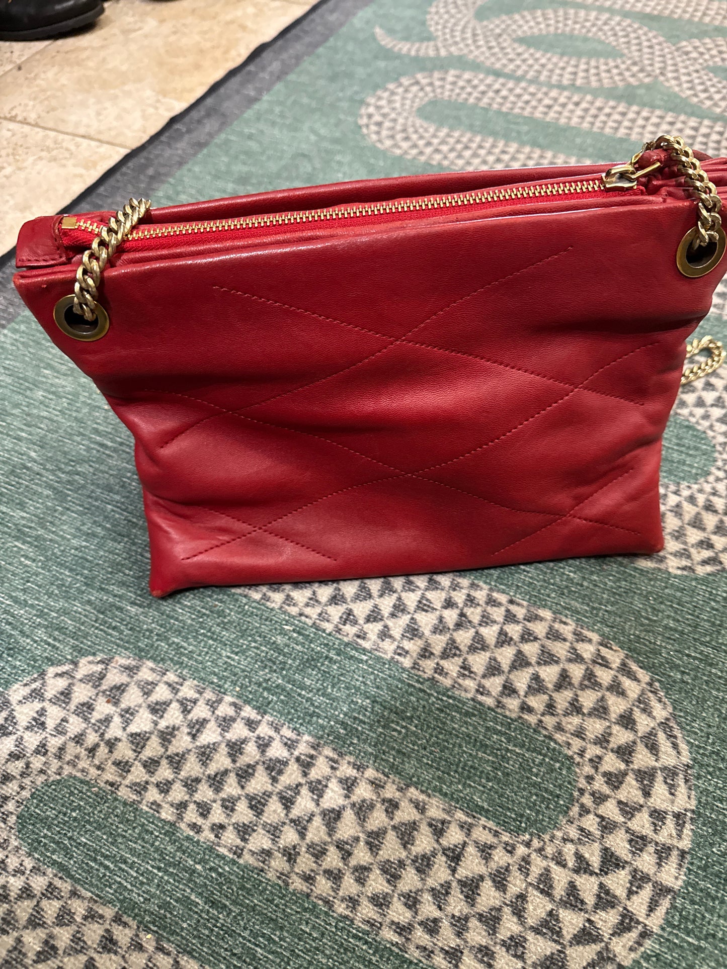 LANVIN red quilted chain bag