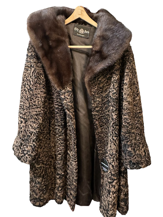 Vintage city Paris Lamb & mink fur coat