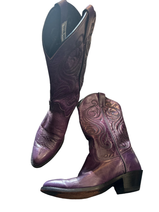 Vintage Code west purple leather cowboy boots