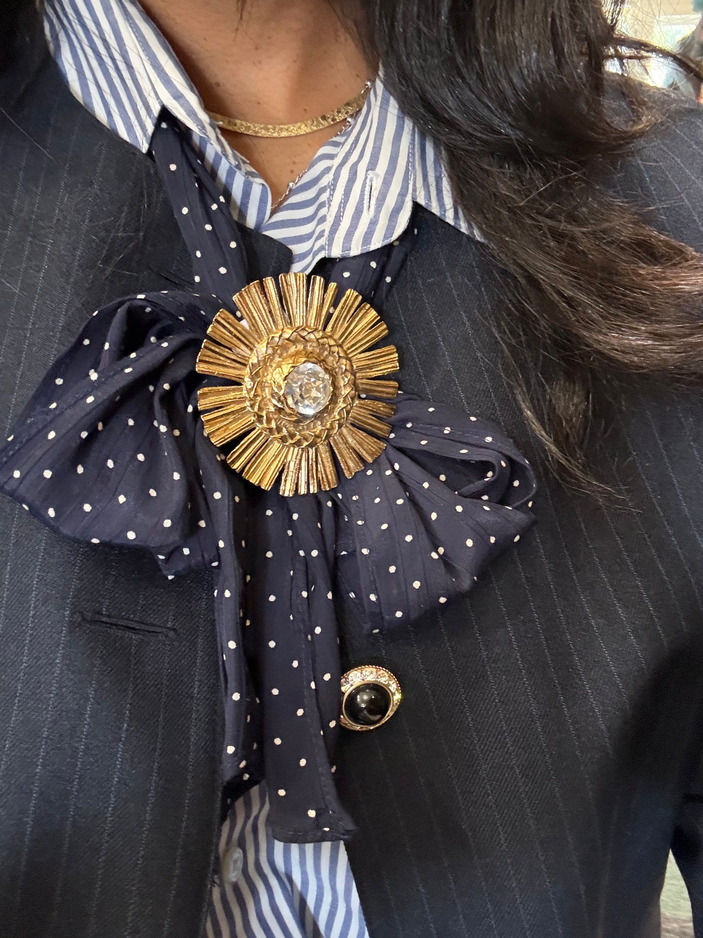 Vintage SAINT LAURENT rive gauche gold brooch