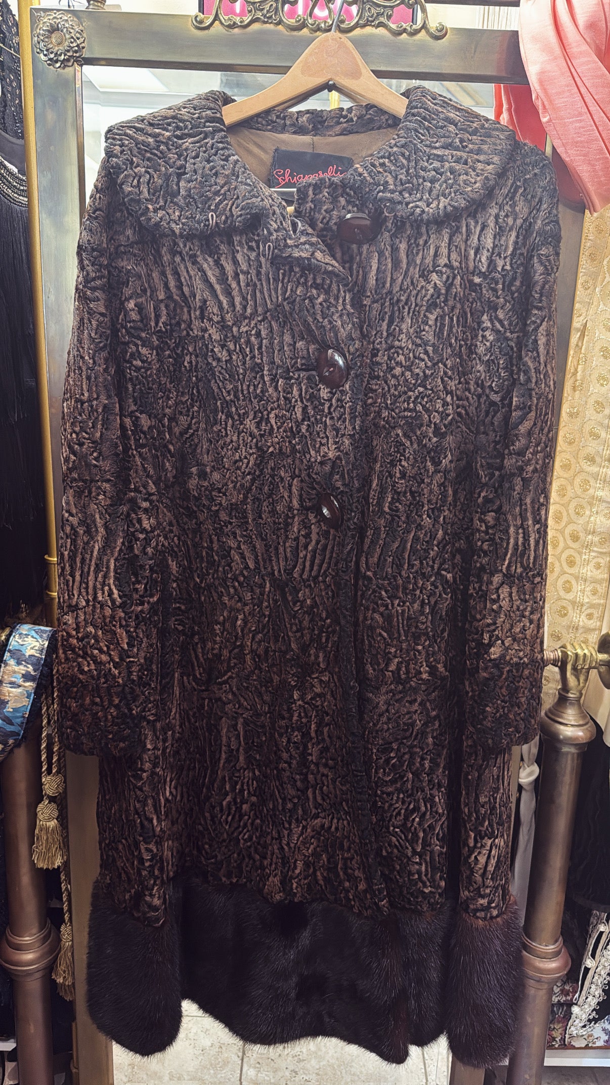 Vintage Persian lamb Elsa Schiaparelli mink trim coat