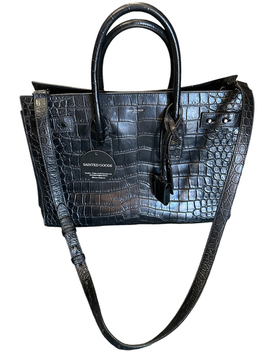 Saint Laurent black Croc Sac de Jour